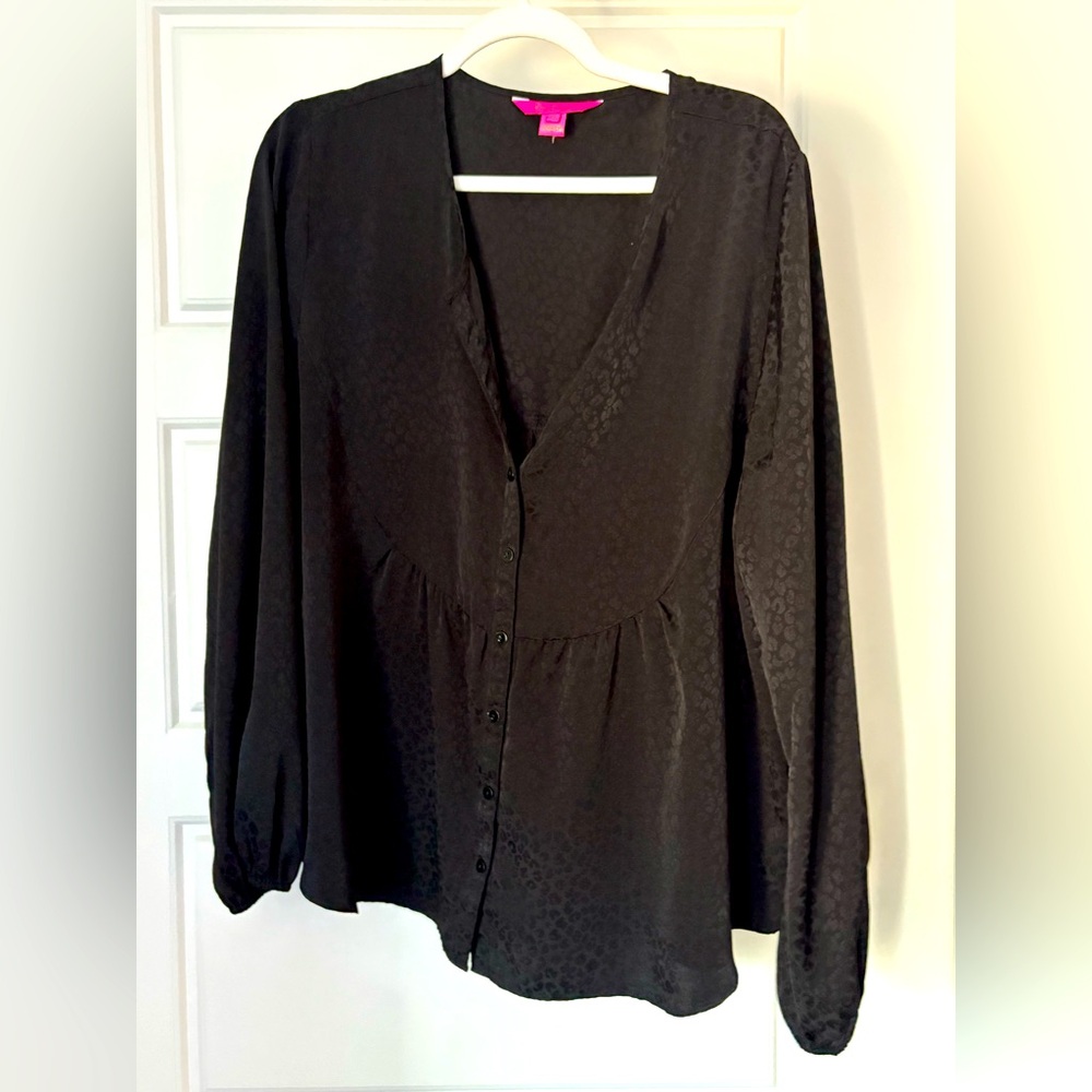 EUC Lilly Pulitzer, Hensley Leopard Jaquard top – Black – size XL